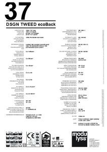 modulyss DSGN Tweed comfortback modul szőnyegpadló - ecoback - műszaki adatlap
