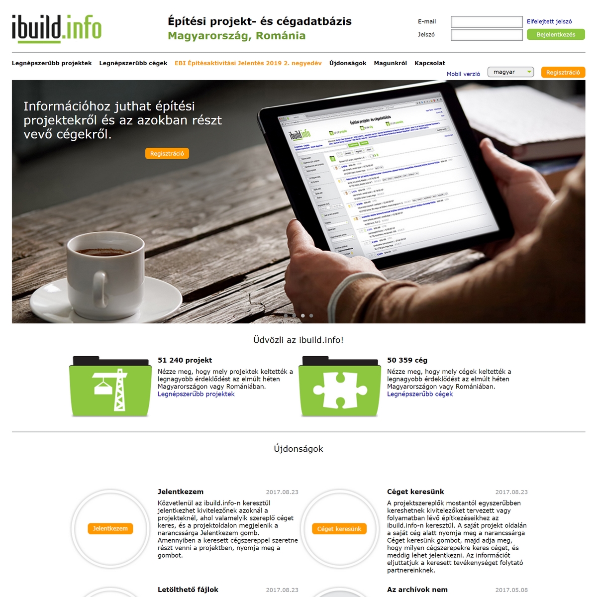 iBuild építési projekt- és cégadatbázis