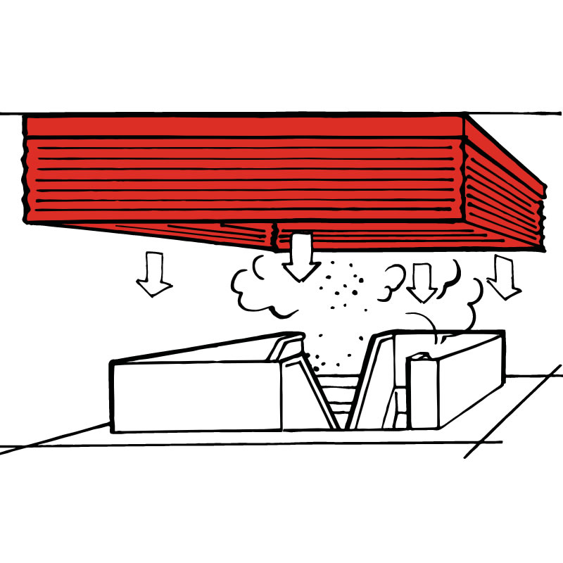 Leereszkedő térbeli tűzgátló függönykapu – Fibershield-S