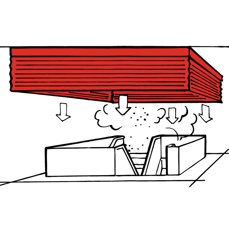 Leereszkedő térbeli füstgátló függönykapu – Smokeshield-S
