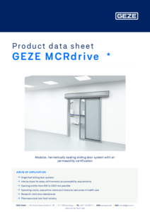 GEZE MCRdrive moduláris hermetikus tolóajtó - műszaki adatlap