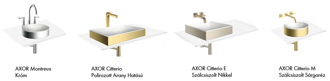 AXOR Suite mosdók színben egyező AXOR csaptelepekkel