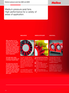 Helios AMD és AMW középnyomású axiális ventilátorok <br>
(Helios Standard Range Catalogue 4.0, 180-205. oldal) - részletes termékismertető