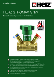 HERZ STRÖMAX-GNW beszabályozó szelepek mérőszelepekkel ivóvízhez - általános termékismertető
