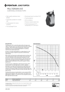 Jung Pumpen MultiDrain UV3 búvárszivattyú - műszaki adatlap