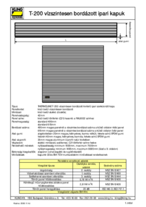 KLING ipari szekcionált kapuk - T200	 - műszaki adatlap