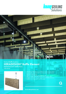 HERADESIGN® Baffle Element akusztikus fagyapot lamella - műszaki adatlap