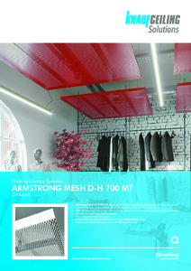 Armstrong Mesh D-H 700 MT fém álmennyezet - műszaki adatlap