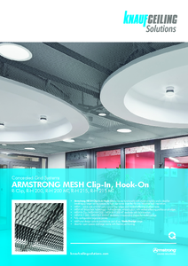 Armstrong Mesh Clip-In & Hook-On fém álmennyezet<br>R-Clip, R-H 200, R-H 200 MT, R-H 215, R-H 215 MT - műszaki adatlap