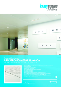Armstrong Metal Hook-On fém álmennyezet <br>R-H 200, Q-H 100 F, R-H 215, R-H 220, Q-H 120 F - műszaki adatlap