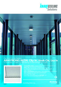 Armstrong Metal Corridor fém álmennyezet <br> F-Clip Access, F-H 600, F-H 600 Swing, F-H 600 Swing EI30, F-L 601 - műszaki adatlap