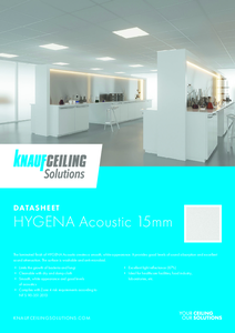 Knauf Ceiling Solutions HYGENA Acoustic 15 mm ásványi álmennyezet lapok - műszaki adatlap