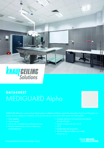 Knauf Ceiling Solutions MEDIGUARD Alpha ásványi álmennyezeti lapok - műszaki adatlap