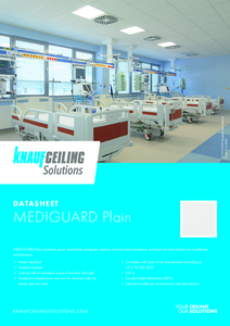 Knauf Ceiling Solutions MEDIGUARD Plain ásványi álmennyezeti lapok - műszaki adatlap