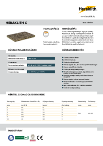 Heraklith-C, C-F fagyapot hangszigetelő tábla - műszaki adatlap