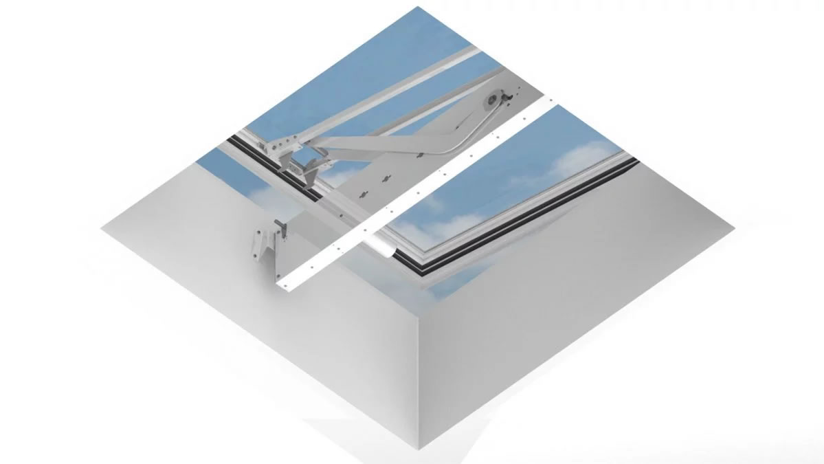 LAMILUX F100 hő- és füstelvezető - beépítési állapot