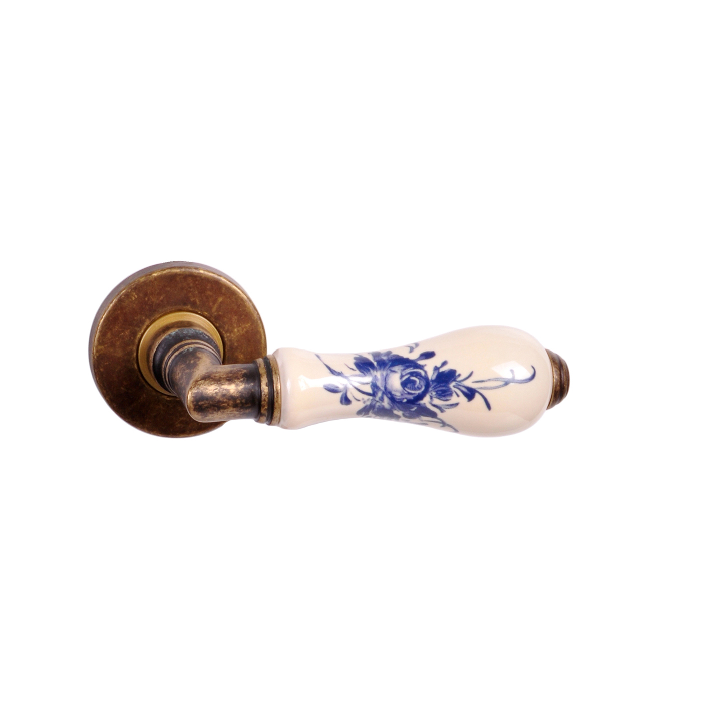 Maestro klasszikus kilincsek - DIANA, rozettás, patinás réz, porcelán