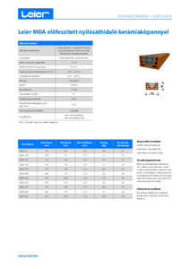 Leier MDA nyílásáthidaló - műszaki adatlap