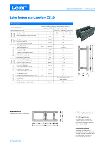 Leier beton zsaluzóelem ZS 20 - műszaki adatlap
