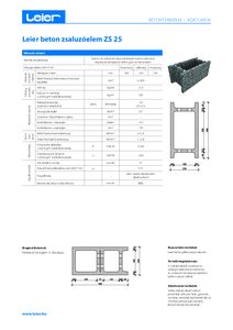 Leier beton zsaluzóelem ZS 25 - műszaki adatlap