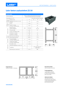 Leier beton zsaluzóelem ZS 30 - műszaki adatlap