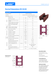 Durisol falazóelem DS 35/20 - műszaki adatlap