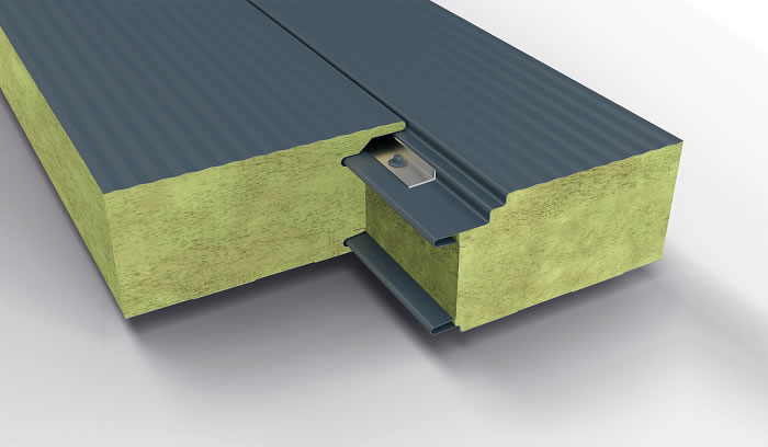 LindabWall falpanel kőzetgyapot, MW kitöltéssel, rejtett rögzítéssel