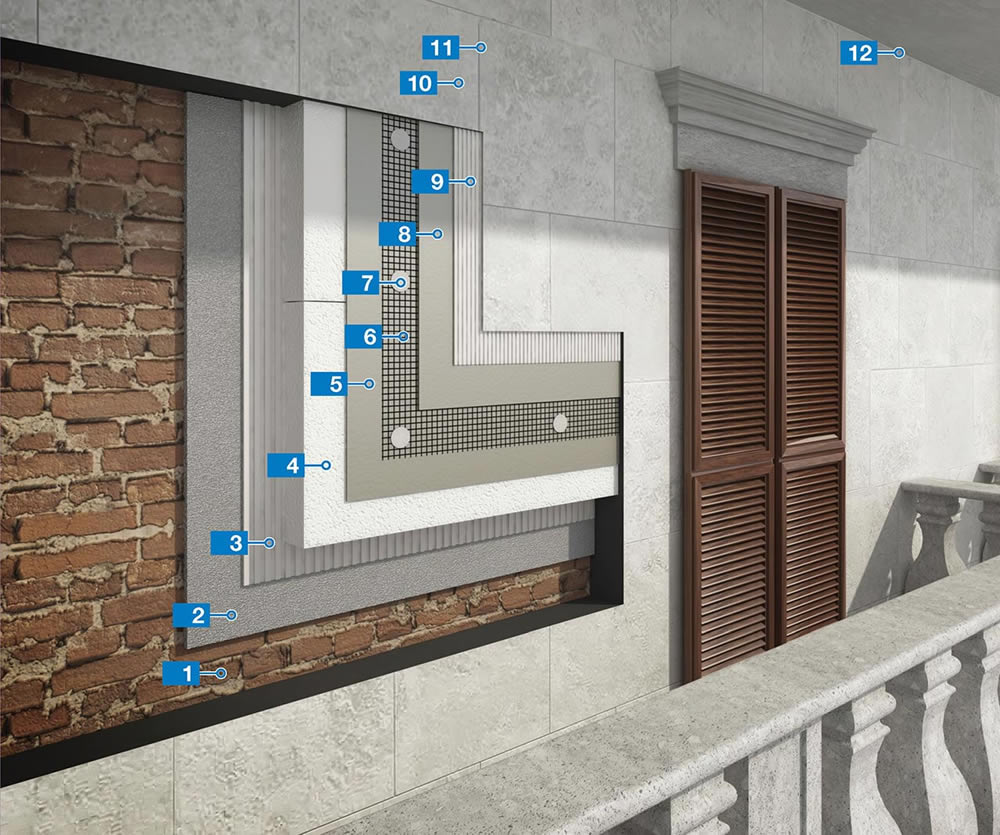 Mapetherm Tile System ragasztott homlokzati hőszigetelő rendszer