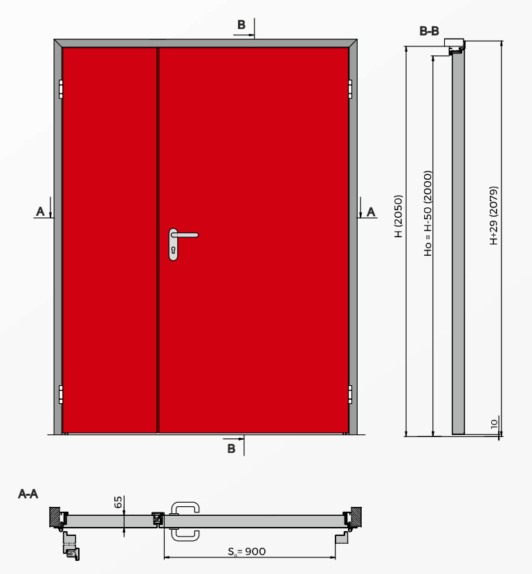 DFM 30 DS HP kétszárnyú tűzgátló ajtó