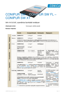 Conica kültéri sportburkolat - CONIPUR SW, SW FL, SW XT atlétikai pályarendszerek - műszaki adatlap