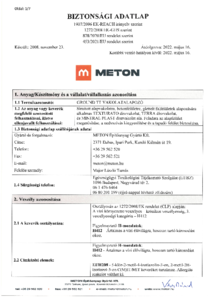 METON GROUND TT vakolatalapozó - biztonsági adatlap