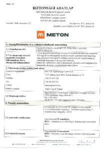 METON SILICON PASTEL díszvakolat - biztonsági adatlap