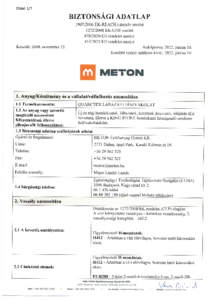 METON QUARCTEX lábazati díszvakolat - biztonsági adatlap