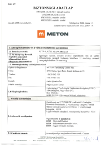 METON PUTZ-K kézi alapvakolat - biztonsági adatlap