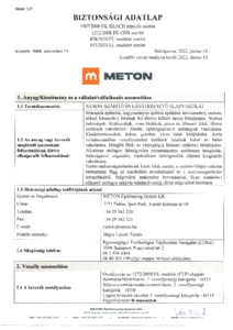 METON SANDO szárító- és felújítóvakolat - biztonsági adatlap