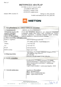 METON MÖRTEL-30 falazóhabarcs - biztonsági adatlap