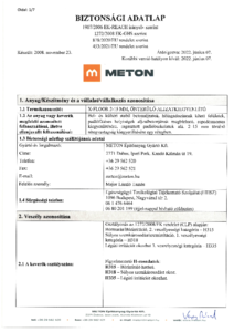 METON X-FLOOR 2-15 mm aljzatkiegyenlítő - biztonsági adatlap