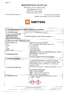METON ROCK FUGEN terméskő fugázó - biztonsági adatlap