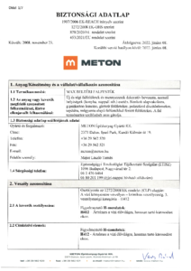 METON MAX beltéri falfesték - biztonsági adatlap