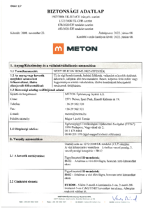 METON NEXT SILICON homlokzatfesték - biztonsági adatlap