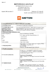 METON TEXTURATO homlokzatfesték - biztonsági adatlap