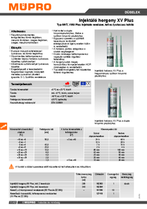 MÜPRO injektáló horgony XV Plus Typ MKT, VMU Plus injektáló rendszer, teli és lyukacsos kőhöz - részletes termékismertető