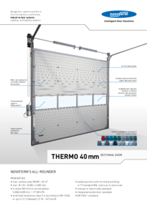 Novoferm Thermo 40 szekcionált ipari kapu - műszaki adatlap