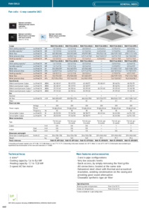 Panasonic 4 utas kazettás fan-coil egységek (AC) <br>
(General Catalogue 2023/2024, 462. oldal) - műszaki adatlap