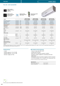 Panasonic fali fan-coil egységek (AC) <br>
(General Catalogue 2023/2024, 468. oldal) - műszaki adatlap