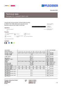 Duropal HPL Compact, fekete mag - műszaki adatlap