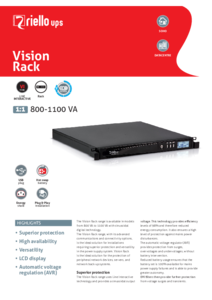 Riello Vision Rack 1:1 800-1100 VA szünetmentes tápegység - részletes termékismertető