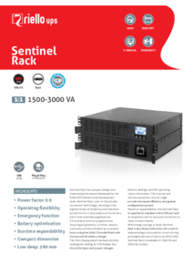 Riello Sentinel Rack 1:1 1500-3000 VA szünetmentes tápegység - részletes termékismertető