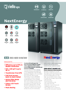 Riello NextEnergy 3:3 250-600 kVA szünetmentes tápegység - részletes termékismertető