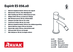 RAVAK Espirit bidé állványos keverő 180 mm, lefolyó nélkül - szerelési útmutató